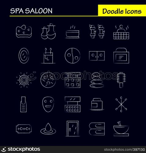 Spa Saloon Hand Drawn Icon Pack For Designers And Developers. Icons Of Food, Travel, Eat, Soup, Cream, Cream Jar, Spa Vector