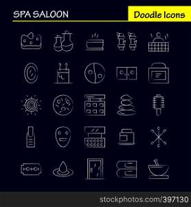Spa Saloon Hand Drawn Icon Pack For Designers And Developers. Icons Of Food, Travel, Eat, Soup, Cream, Cream Jar, Spa Vector