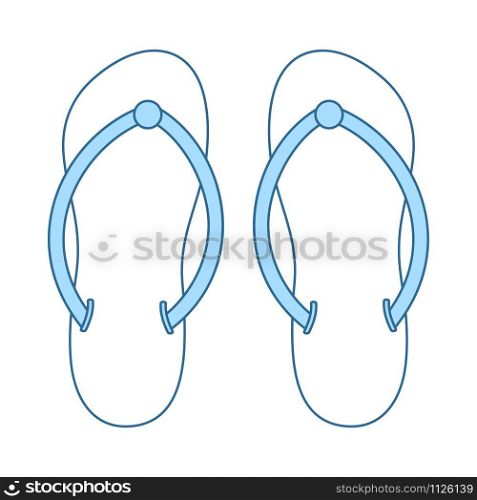 Spa Slippers Icon. Thin Line With Blue Fill Design. Vector Illustration.
