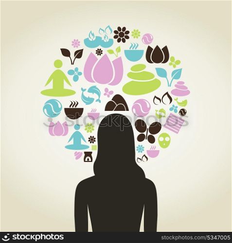 spa subjects round the woman. A vector illustration