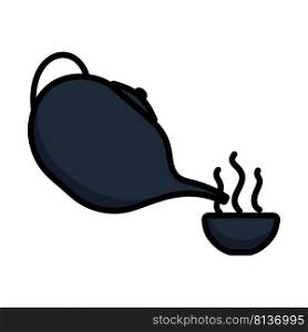 SPA Tea Pot With Cup Icon. Editable Bold Outline With Color Fill Design. Vector Illustration.