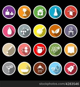 Spa treatment flat icons with long shadow, stock vector