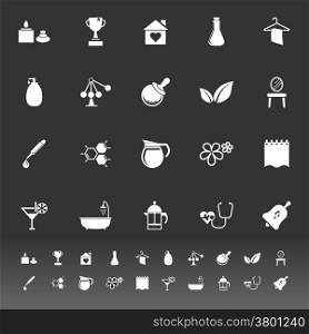 Spa treatment icons on gray background, stock vector