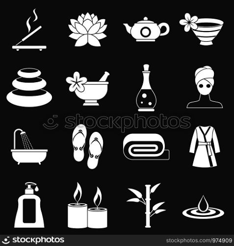 Spa treatments icons set vector white isolated on grey background . Spa treatments icons set grey vector