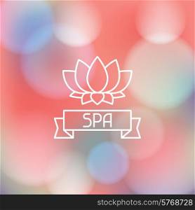 Spa wellness label on abstract blurred background.. Spa wellness label on blurred background