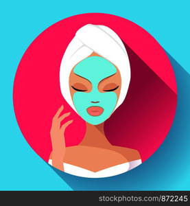 Spa Woman applying Facial cleansing Mask icon vector Beauty Treatments icons. Spa Woman applying Facial cleansing Mask. Beauty Treatments