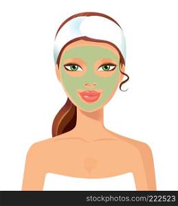 Spa woman with mask on face vector illustration concept