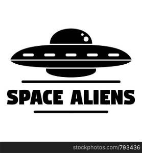 Space aliens ship logo. Simple illustration of space aliens ship vector logo for web design isolated on white background. Space aliens ship logo, simple style