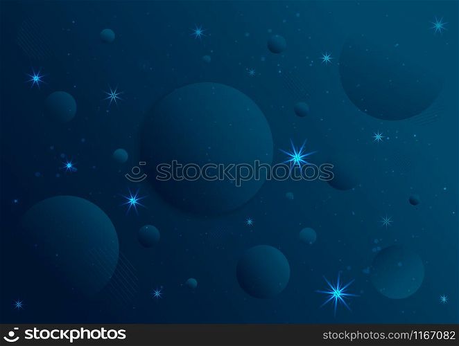 Space background with place for text. Circle of galaxy and star on dark blue background. Vector illustration
