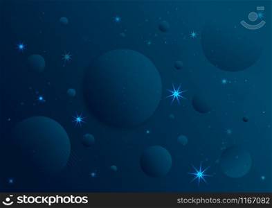 Space background with place for text. Circle of galaxy and star on dark blue background. Vector illustration