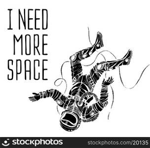 Space concept with astronaut and Quote Background, typography. Cosmic poster