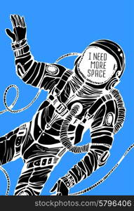 Space concept with astronaut and Quote Background, typography. Cosmic poster