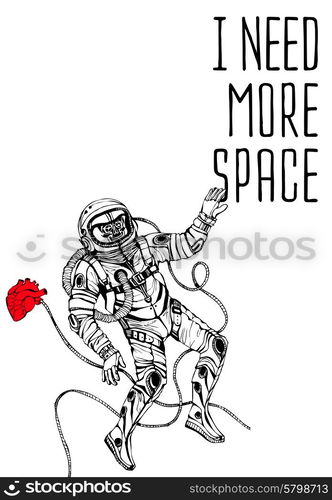 Space concept with astronaut and Quote Background, typography. Cosmic poster