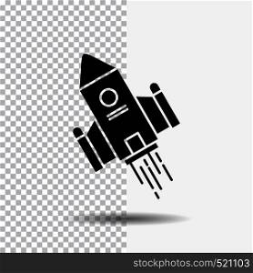 space craft, shuttle, space, rocket, launch Glyph Icon on Transparent Background. Black Icon. Vector EPS10 Abstract Template background