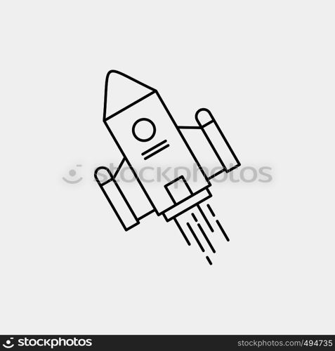 space craft, shuttle, space, rocket, launch Line Icon. Vector isolated illustration. Vector EPS10 Abstract Template background