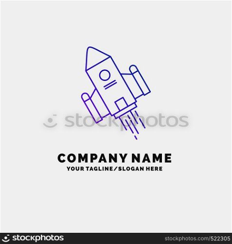space craft, shuttle, space, rocket, launch Purple Business Logo Template. Place for Tagline. Vector EPS10 Abstract Template background
