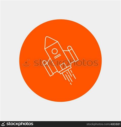 space craft, shuttle, space, rocket, launch White Line Icon in Circle background. vector icon illustration. Vector EPS10 Abstract Template background