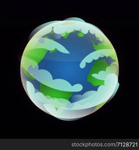 Space earth planet icon. Isometric of space earth planet vector icon for web design isolated on black background. Space earth planet icon, isometric style
