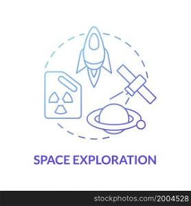 Space exploration blue gradient concept icon. Nuclear energy usage abstract idea thin line illustration. Providing spacecraft with electrical power. Vector isolated outline color drawing. Space exploration blue gradient concept icon