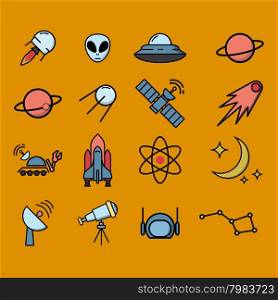 Space exploration icons set. Vector illustration.