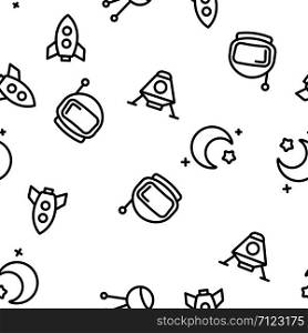 Space Exploration Vector Seamless Pattern Thin Line Illustration. Space Exploration Vector Seamless Pattern