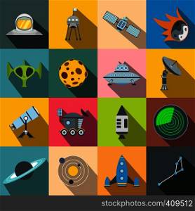 Space flat icons set for web and mobile devices. Space flat icons set