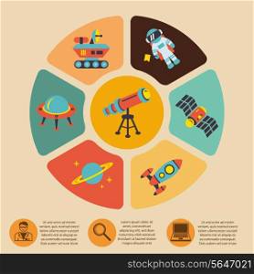 Space icons infographics of rocket astronaut planet and technology with description vector illustration