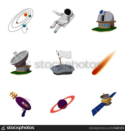 Space icons set. Cartoon illustration of 9 space vector icons for web. Space icons set, cartoon style