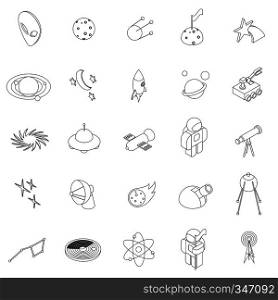 Space icons set in isometric 3d style isolated on white background. Space icons set, isometric 3d style