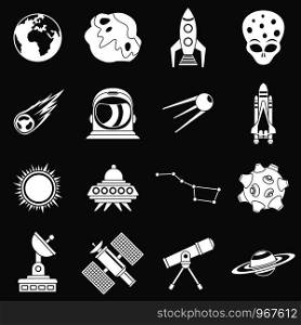 Space icons set vector white isolated on grey background . Space icons set grey vector