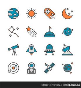 Space in colorline icon set design.Vector illustration