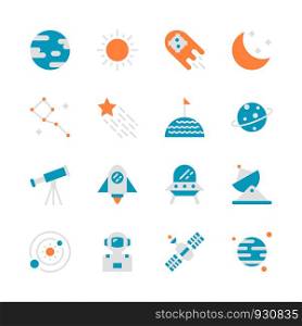 Space in flat icon set design.Vector illustration