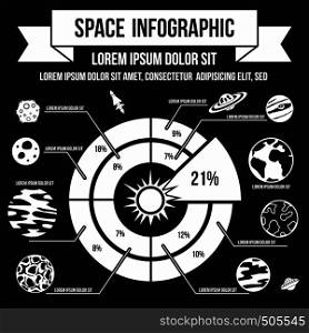 Space infographic in flat simple for any design. Space infographic, simple style