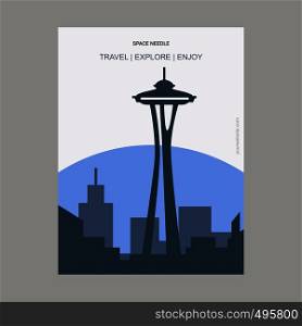 Space Needle Seattle, Washington Vintage Style Landmark Poster Template