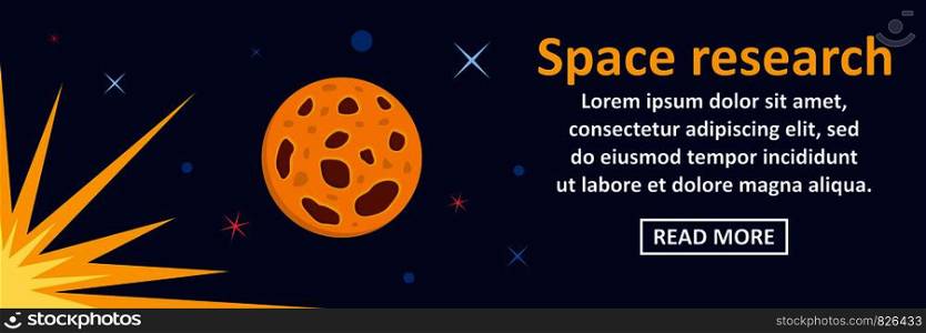 Space research banner horizontal concept. Flat illustration of space research banner horizontal vector concept for web design. Space research banner horizontal concept