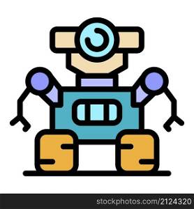 Space robot icon. Outline space robot vector icon color flat isolated. Space robot icon color outline vector