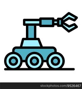 Space robot icon outline vector. Future bot. Support robot color flat. Space robot icon vector flat
