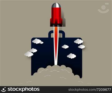 Space rocket.Concept business success illustration. Vector abstract paper art style