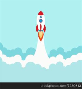 Space rocket launch. Start up concept flat style. Vector illustration