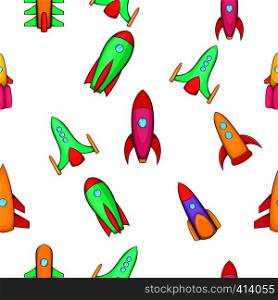 Space rocket pattern. Cartoon illustration of space rocket vector pattern for web. Space rocket pattern, cartoon style