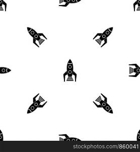 Space rocket pattern repeat seamless in black color for any design. Vector geometric illustration. Space rocket pattern seamless black
