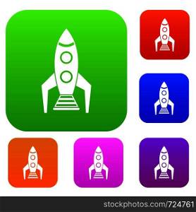 Space rocket set icon in different colors isolated vector illustration. Premium collection. Space rocket set collection