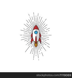space rocket ship ray of light logo icon sign vector. space rocket ship ray of light logo