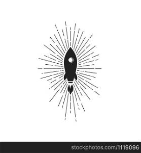 space rocket ship ray of light logo icon sign vector. space rocket ship ray of light logo