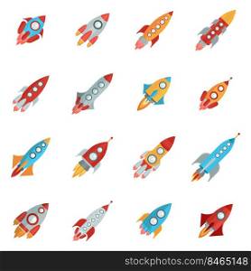 Space Rocket Start Up Launch Symbol Set