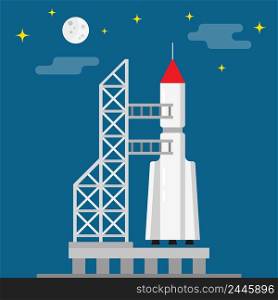 Space ship ready to launch. Vector illustration.