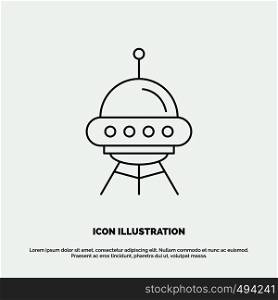 space ship, space, ship, rocket, alien Icon. Line vector gray symbol for UI and UX, website or mobile application. Vector EPS10 Abstract Template background
