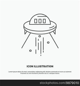 space ship, space, ship, rocket, alien Icon. Line vector gray symbol for UI and UX, website or mobile application. Vector EPS10 Abstract Template background