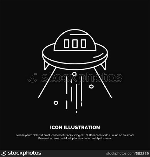 space ship, space, ship, rocket, alien Icon. Line vector symbol for UI and UX, website or mobile application. Vector EPS10 Abstract Template background