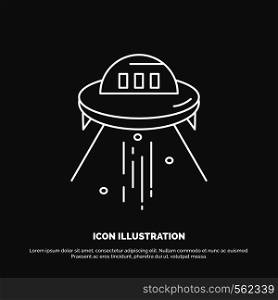space ship, space, ship, rocket, alien Icon. Line vector symbol for UI and UX, website or mobile application. Vector EPS10 Abstract Template background
